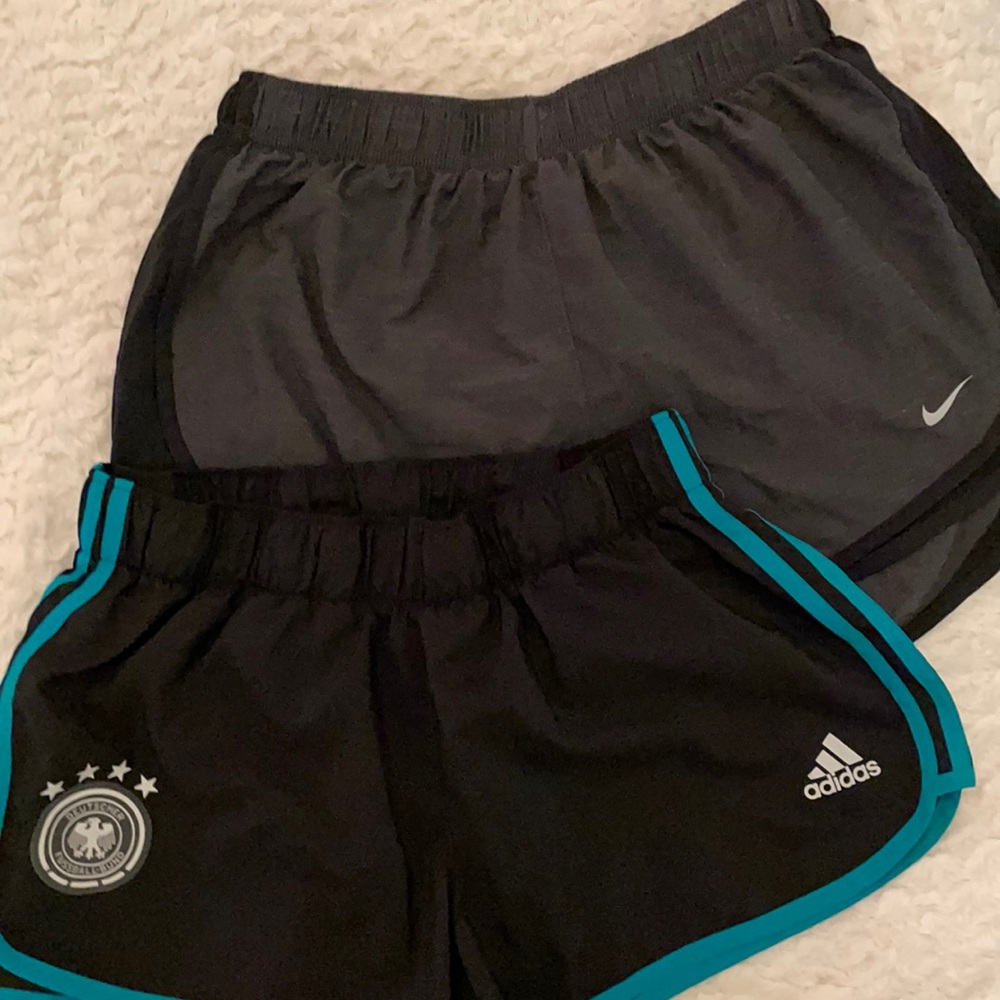 Lot of 2 pairs of gym workout shorts Nike and adidas size large Nike  Adidas